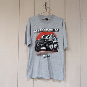 Vintage Y2K Hummer Graphic T-shirt Mens‎ L Grey